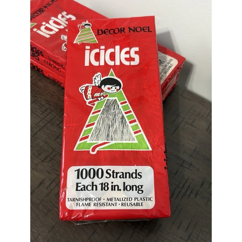 Decor Noel Vintage Icecicles Tinsel Christmas 1970's NIB Lot of 4
